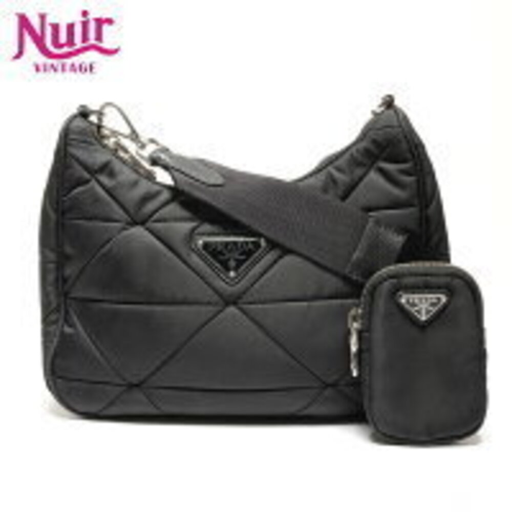 Prada Padded Quilted Shoulder Bag Black